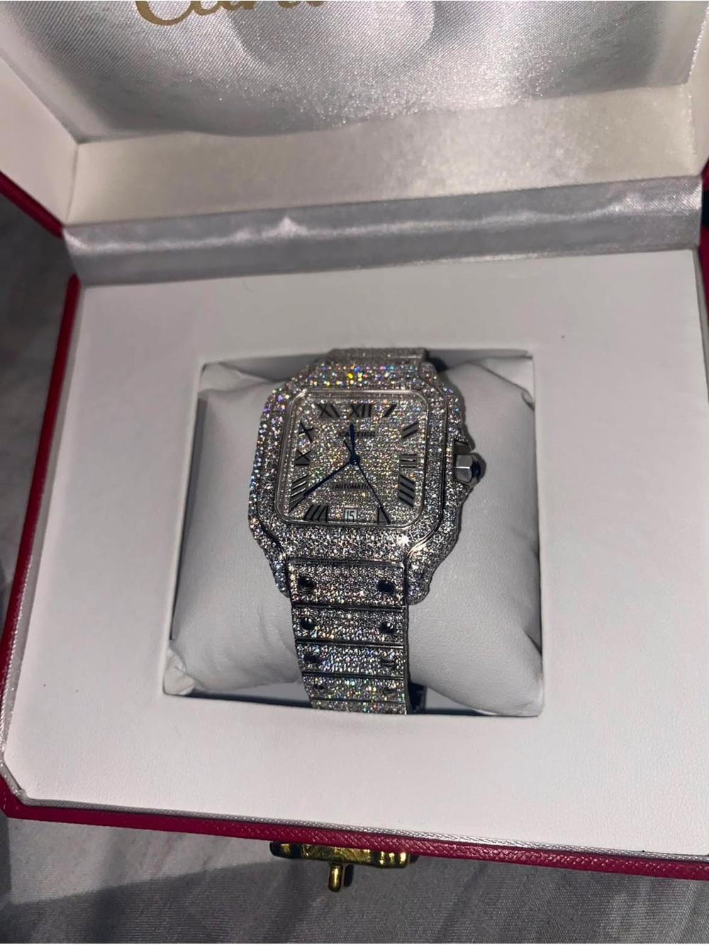 Luxury Pavé Crystal Silver-Tone Women's Bracelet Watch